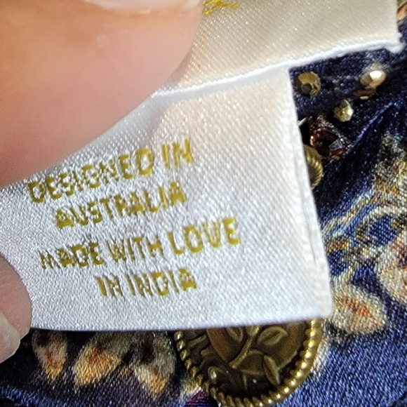 Camilla Raglan Button Up Silk Shirt Blouse Nouveau Nights - Picture 15 of 16